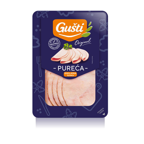 Pureća dimljena šunka, polutrajni narezak