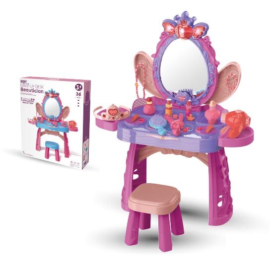 Kozmetički stol i stolica, sa ogledalom i svjetlom