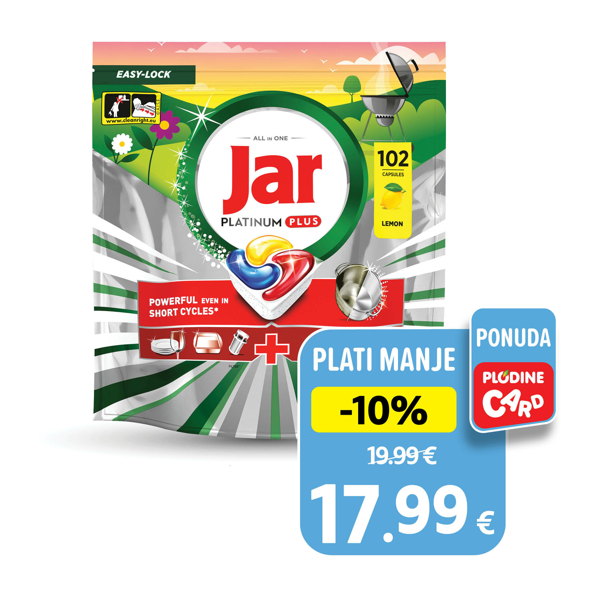 Tablete za strojno pranje, Platinum lemon BBQ 102 komada