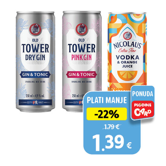 Gin&Tonic ili Vodka&Orange 0,25 l