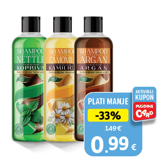 Šampon za kosu, argan, kamilica ili kopriva 1 l