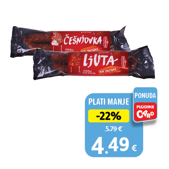 Ljuta kobasica ili Češnjovka, trajni proizvod 250 g