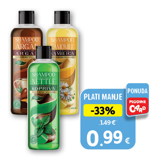 Šampon za kosu, argan, kamilica ili kopriva 1 l