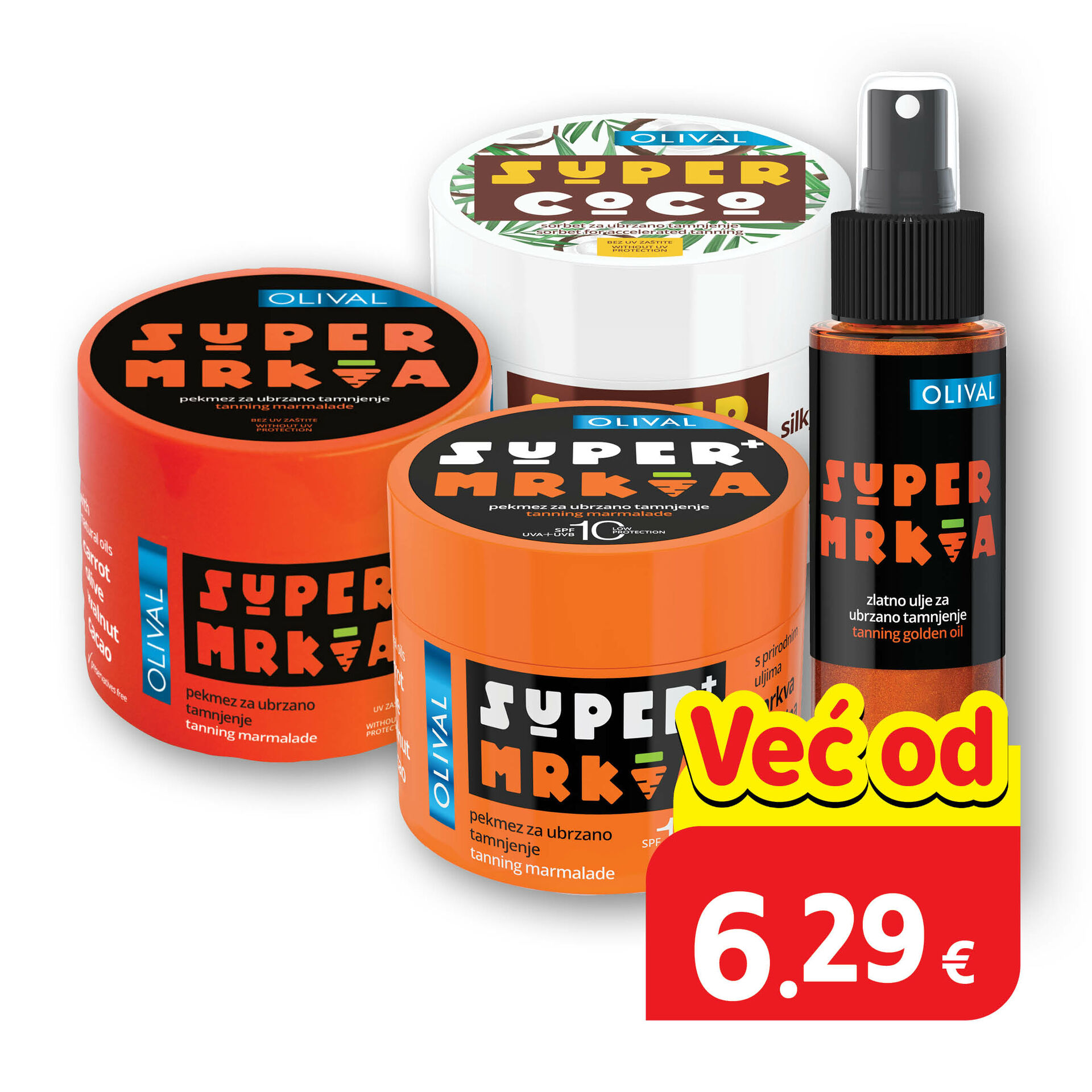Proizvodi za sunčanje, odabrane vrste