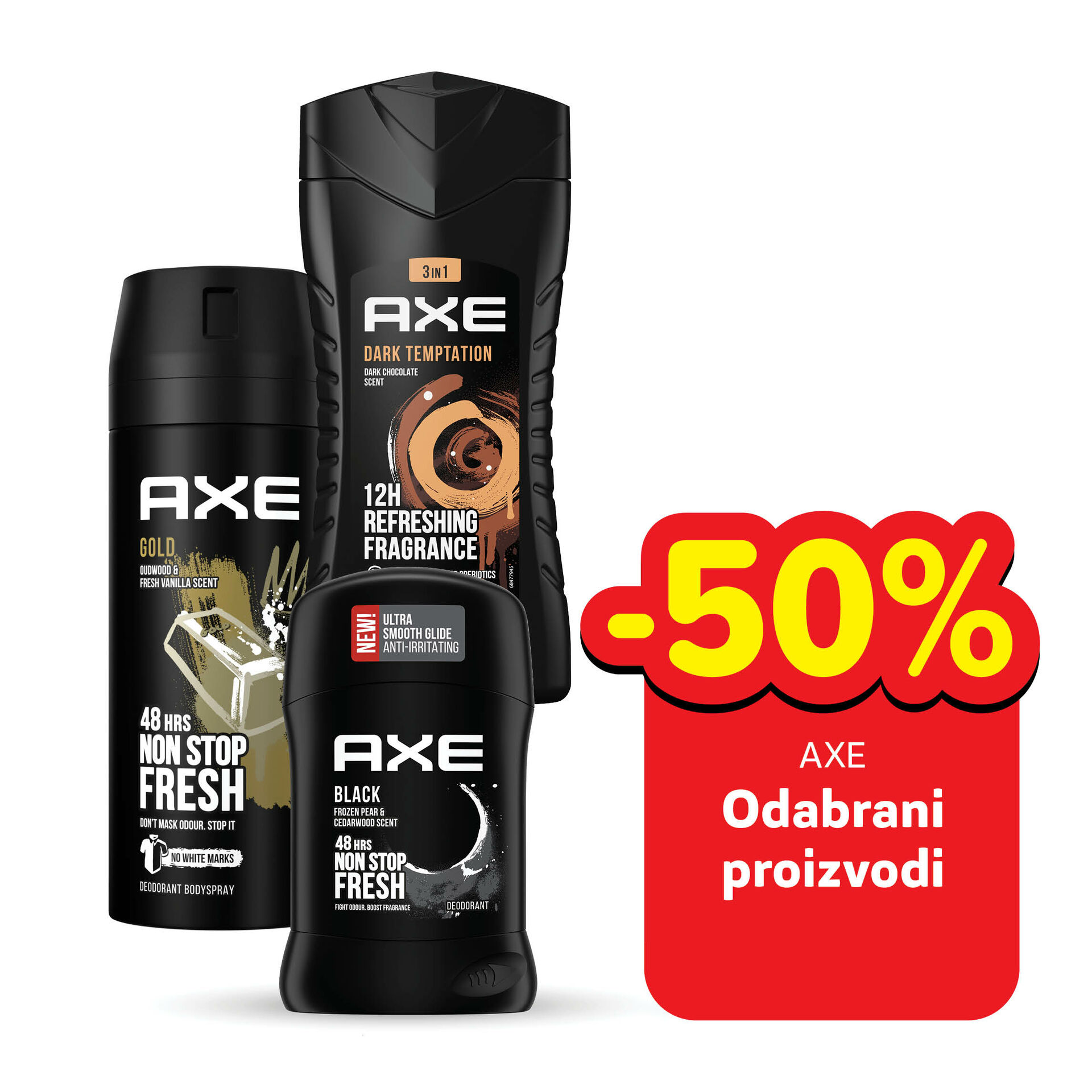 Gel za tuširanje, dezodorans u spreju ili sticku, losion nakon brijanja, odabrane vrste 50-250 ml