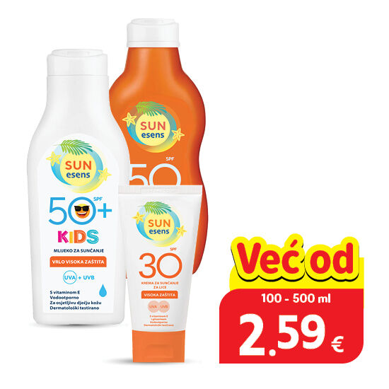 Proizvodi za sunčanje, odabrane vrste