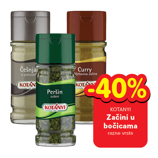 Začini u bočicama, razne vrste
