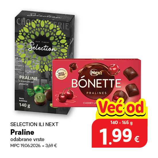 Praline, odabrane vrste
